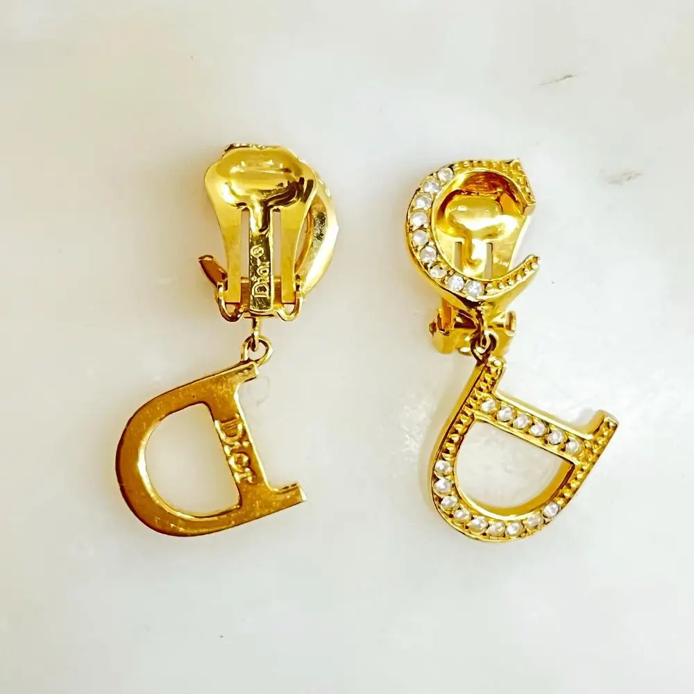 Christian Dior drop clip on earrings