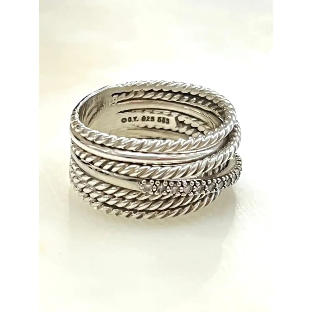 David Yurman diamond, gold and silver ring