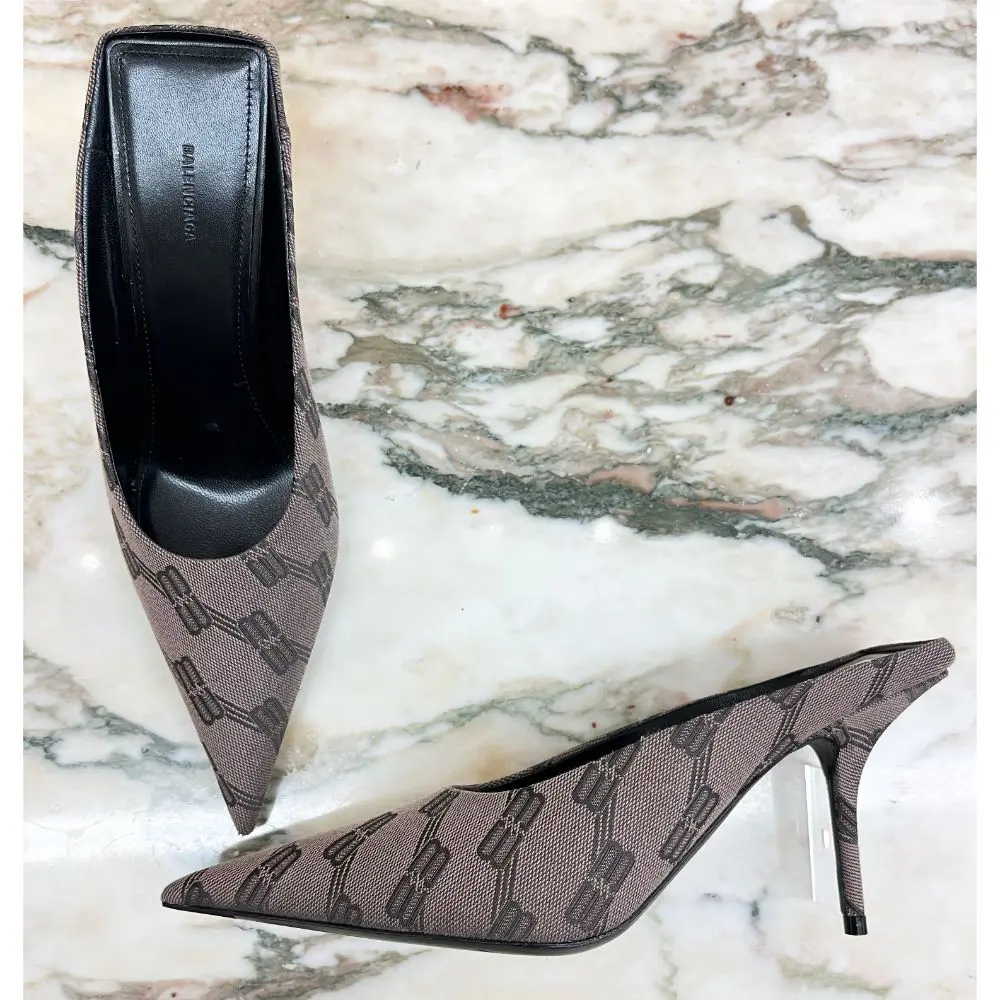 Balenciaga Square Knife BB monogram mules - sz 37