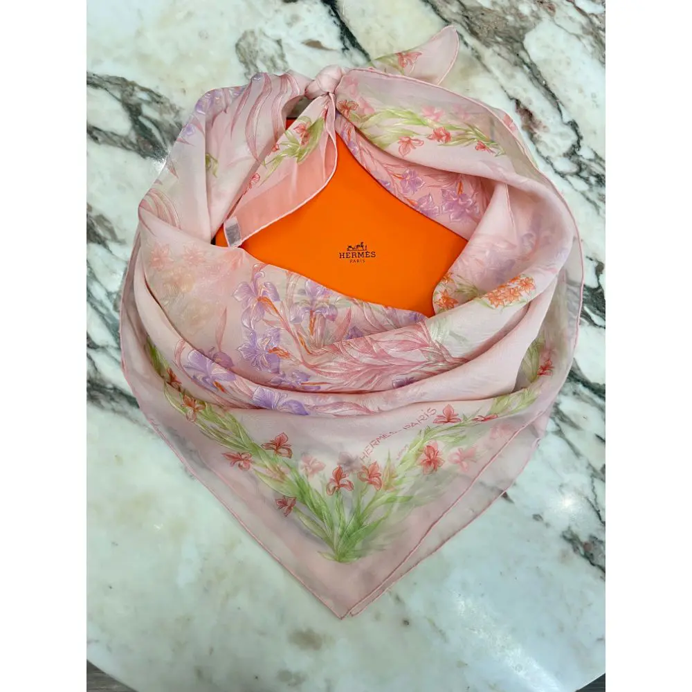 Hermès Cheval Fleuri chiffon scarf