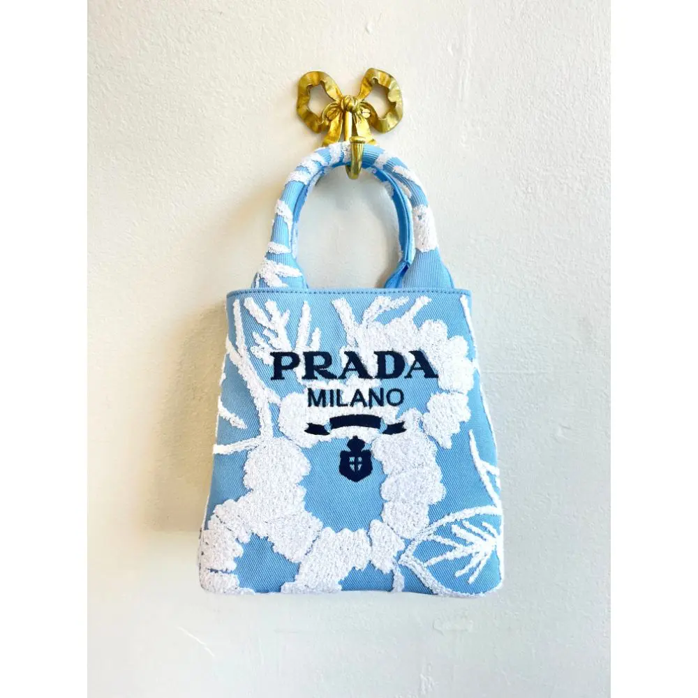 Prada embroidered drill handbag