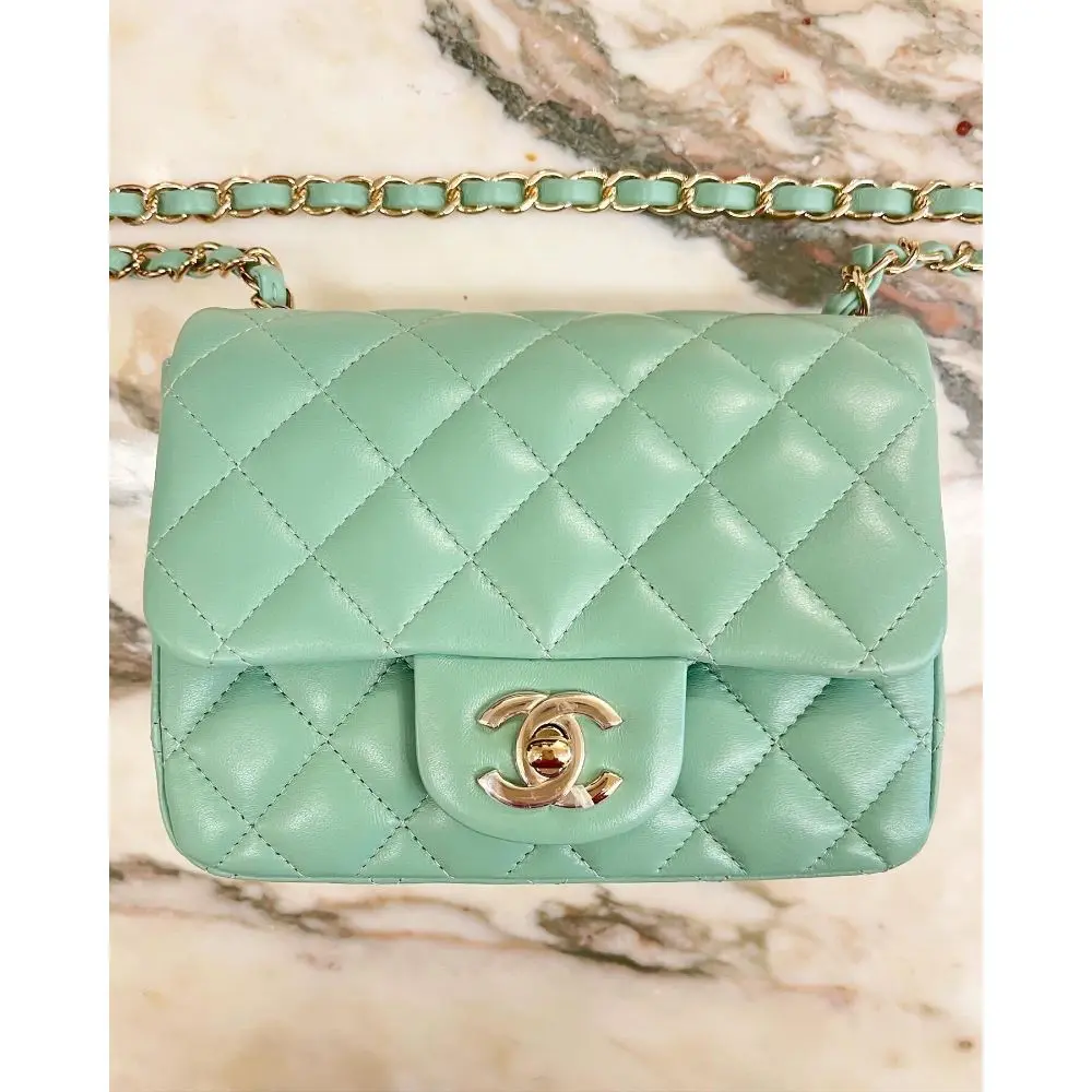 Chanel 2019 green square mini flap bag The Cat s Meow