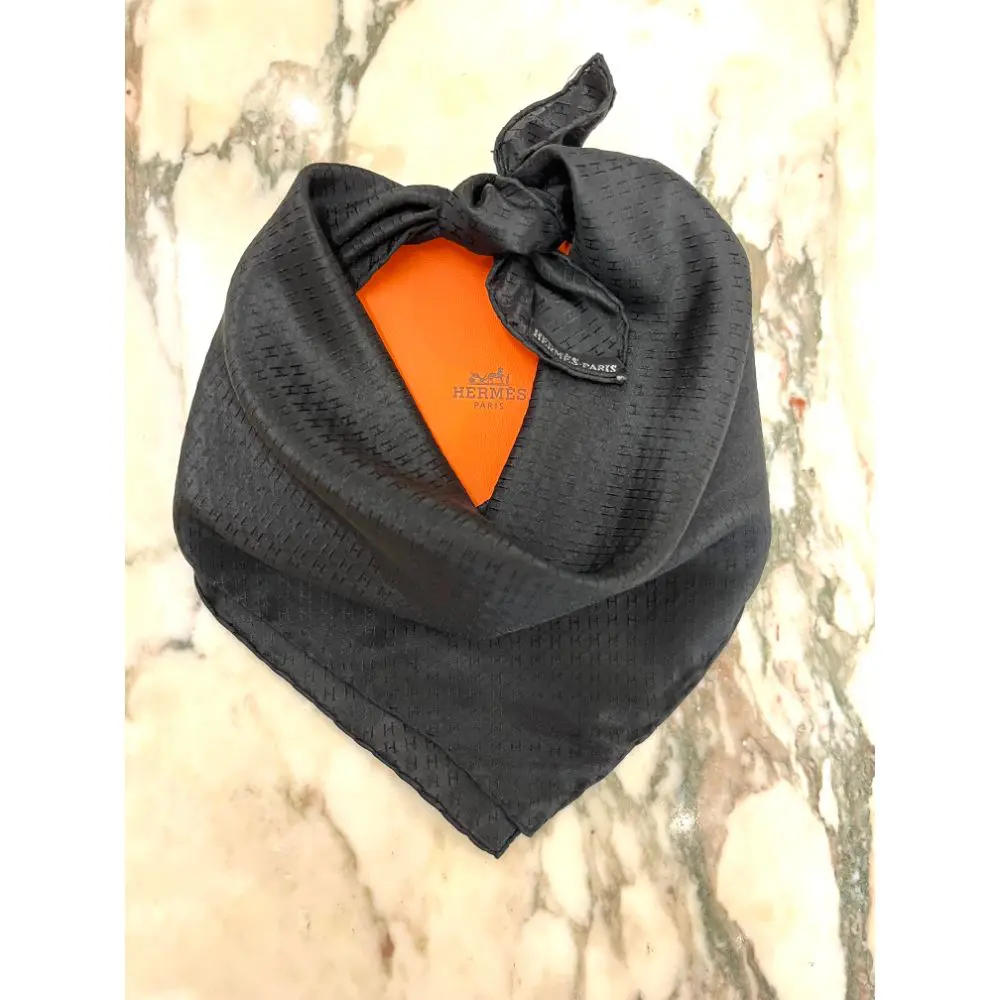 Hermès vintage black silk scarf