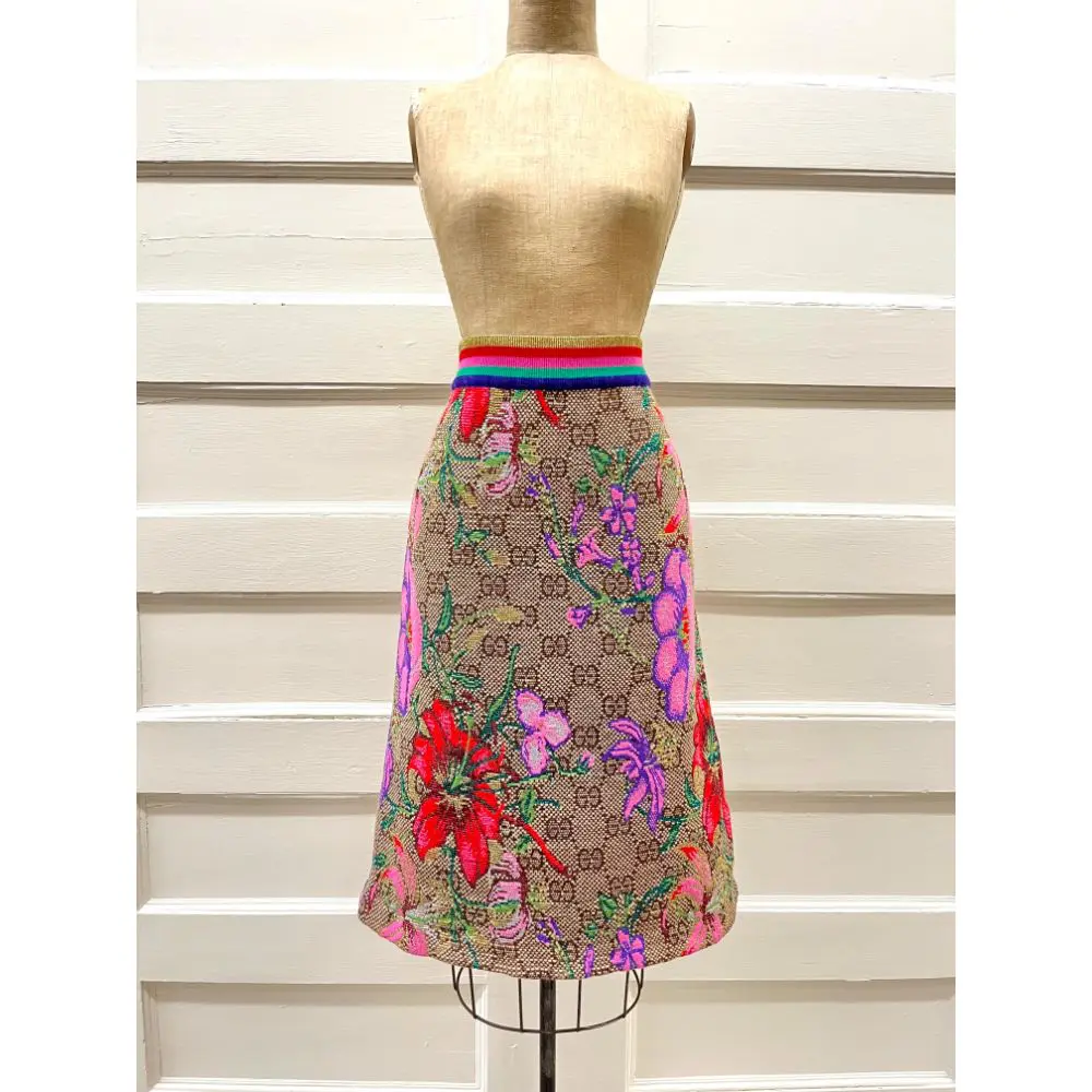 Gucci monogram and floral skirt