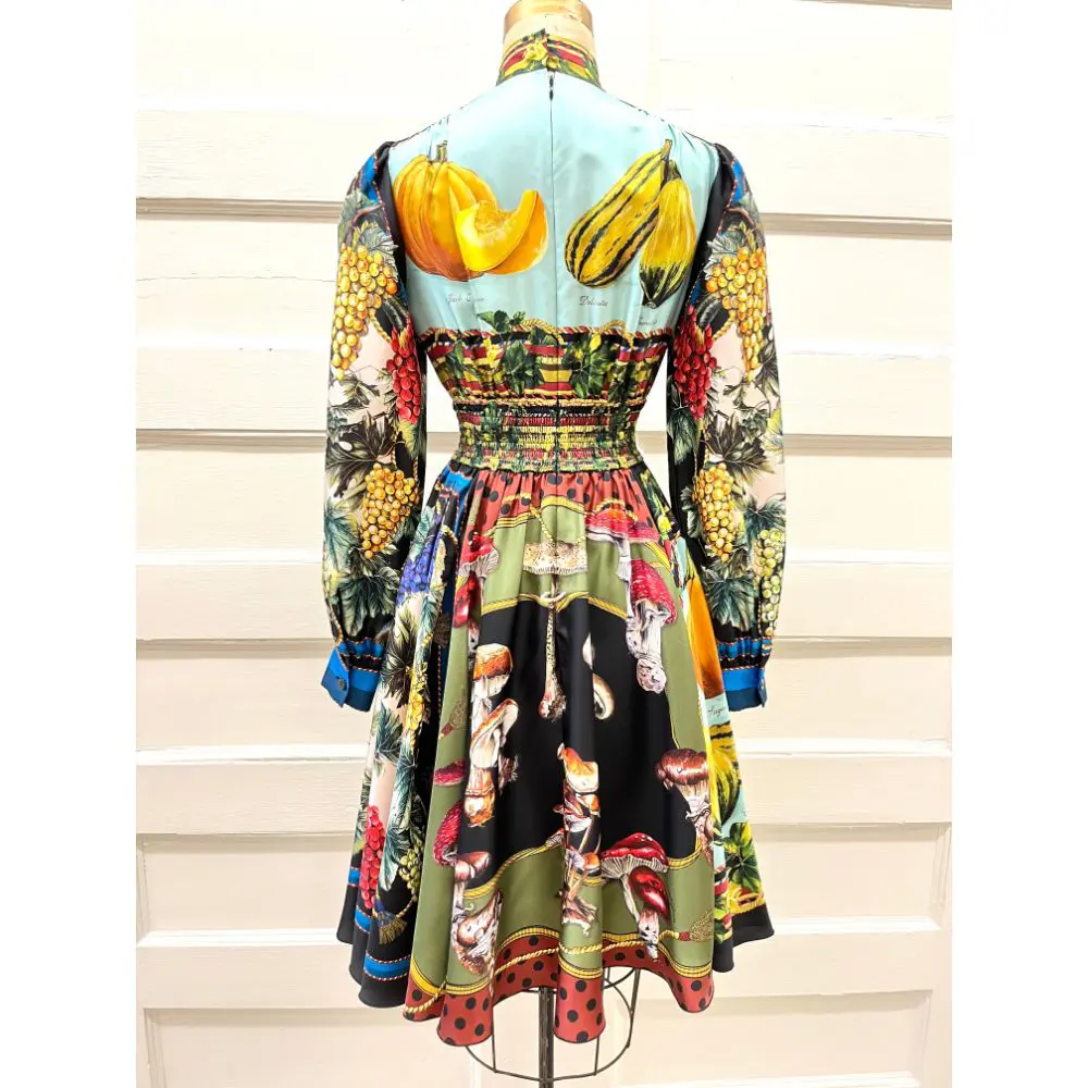 Dolce & Gabbana fruit and funghi silk dress