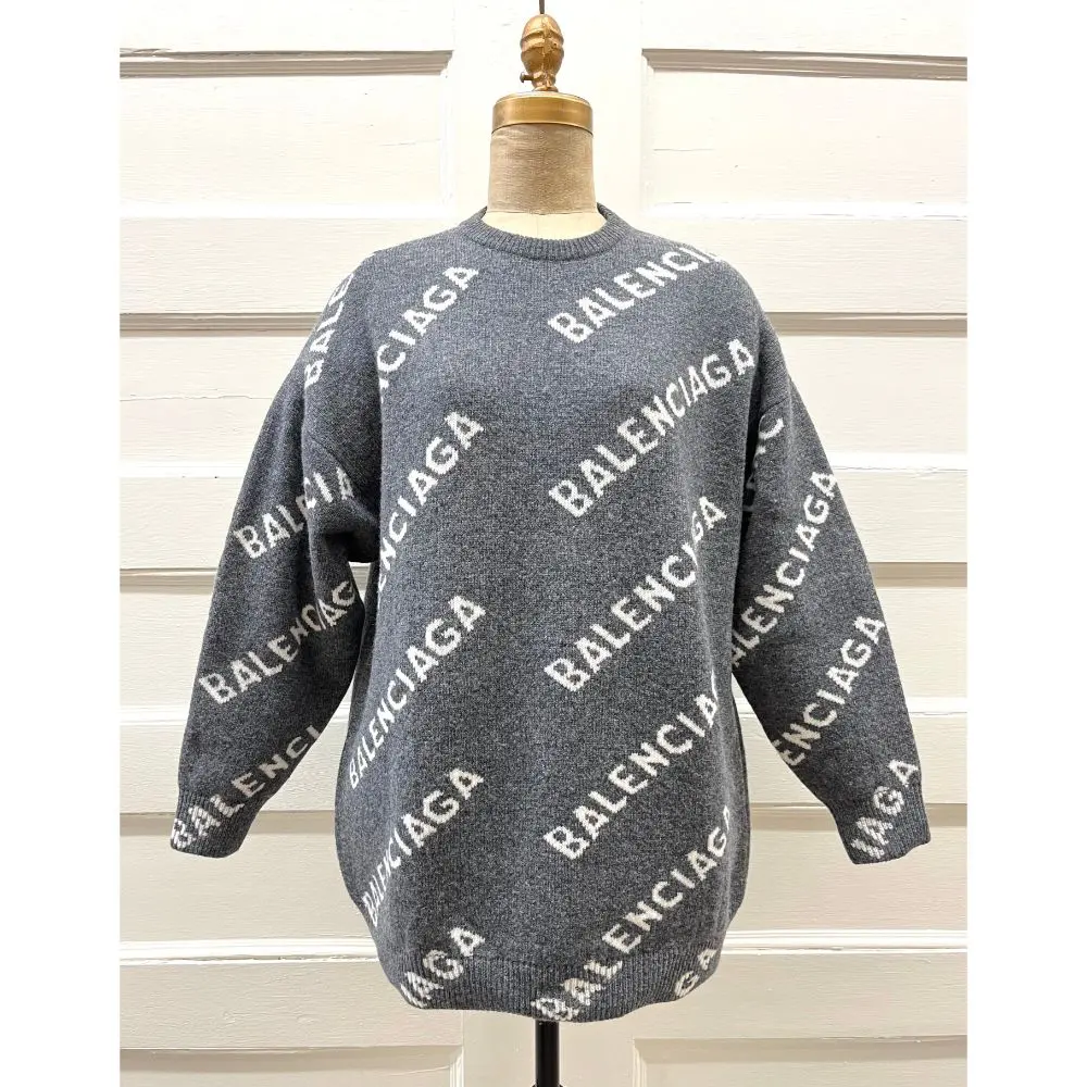 Balenciaga grey logo sweater hotsell