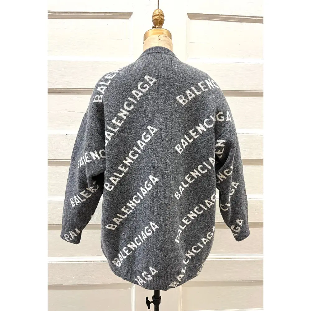 Balenciaga grey logo oversized sweater