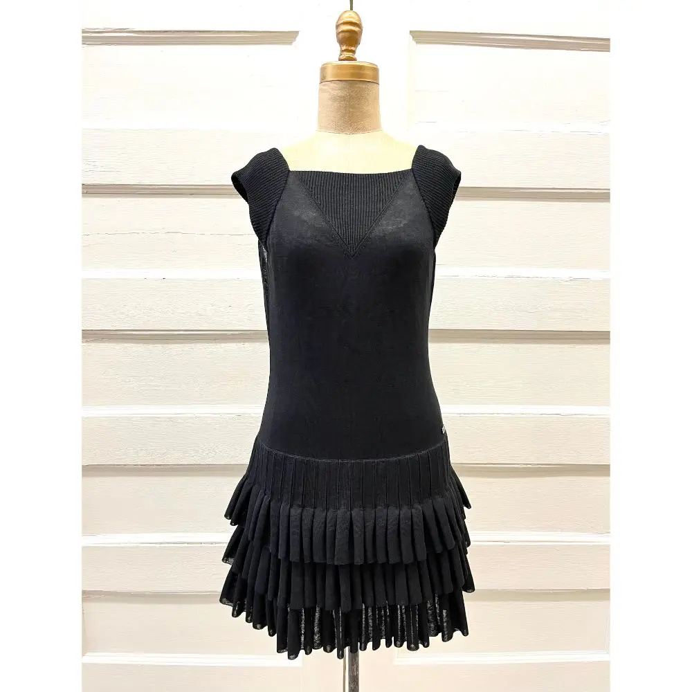 Chanel black knit dress