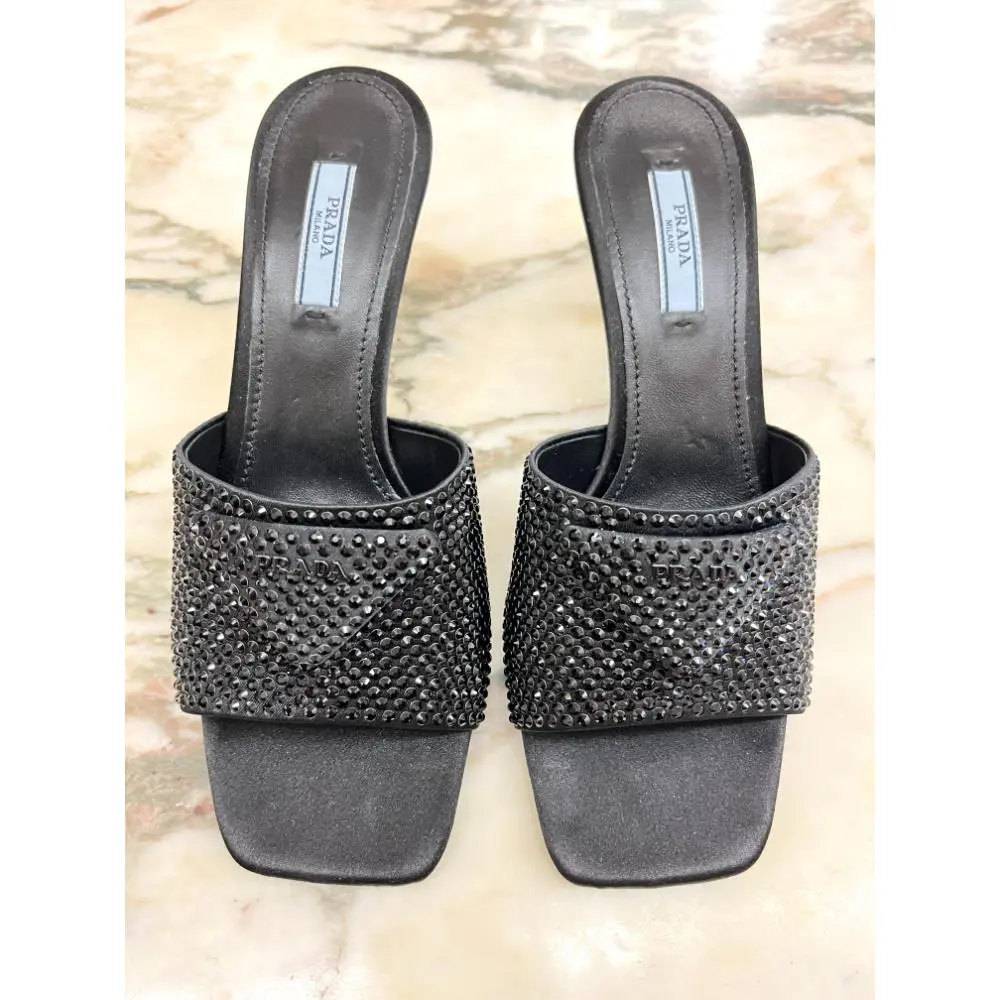 Prada black crystal mules - 37.5