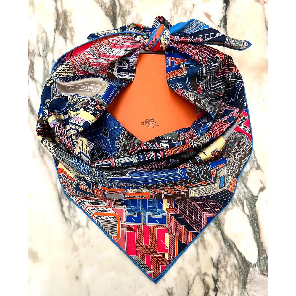 Hermes Pantin City silk scarf