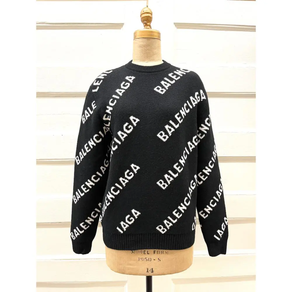 Balenciaga Black logo mens sweater