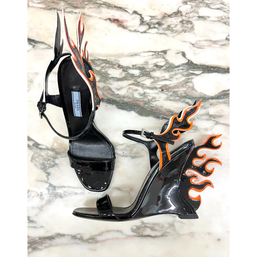 Prada flame wedge heels - sz 37.5