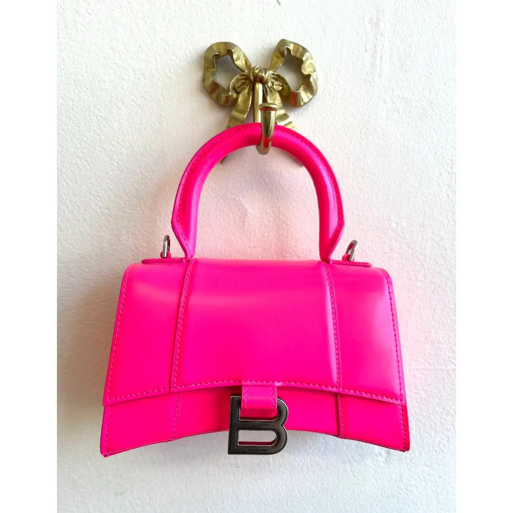 Balenciaga XS Hourglass hot pink leather hand crossbody bag The Cat s Meow