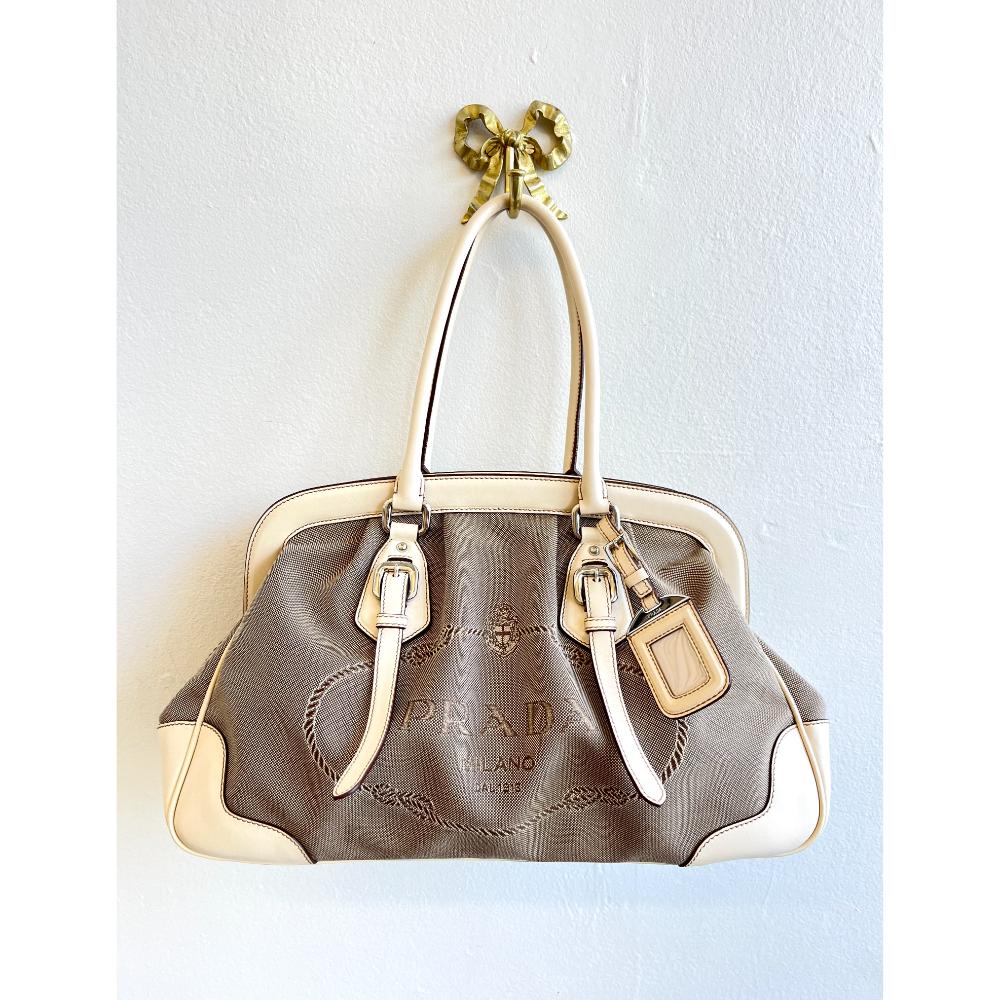 Prada Canapa Jacquard & leather handbag