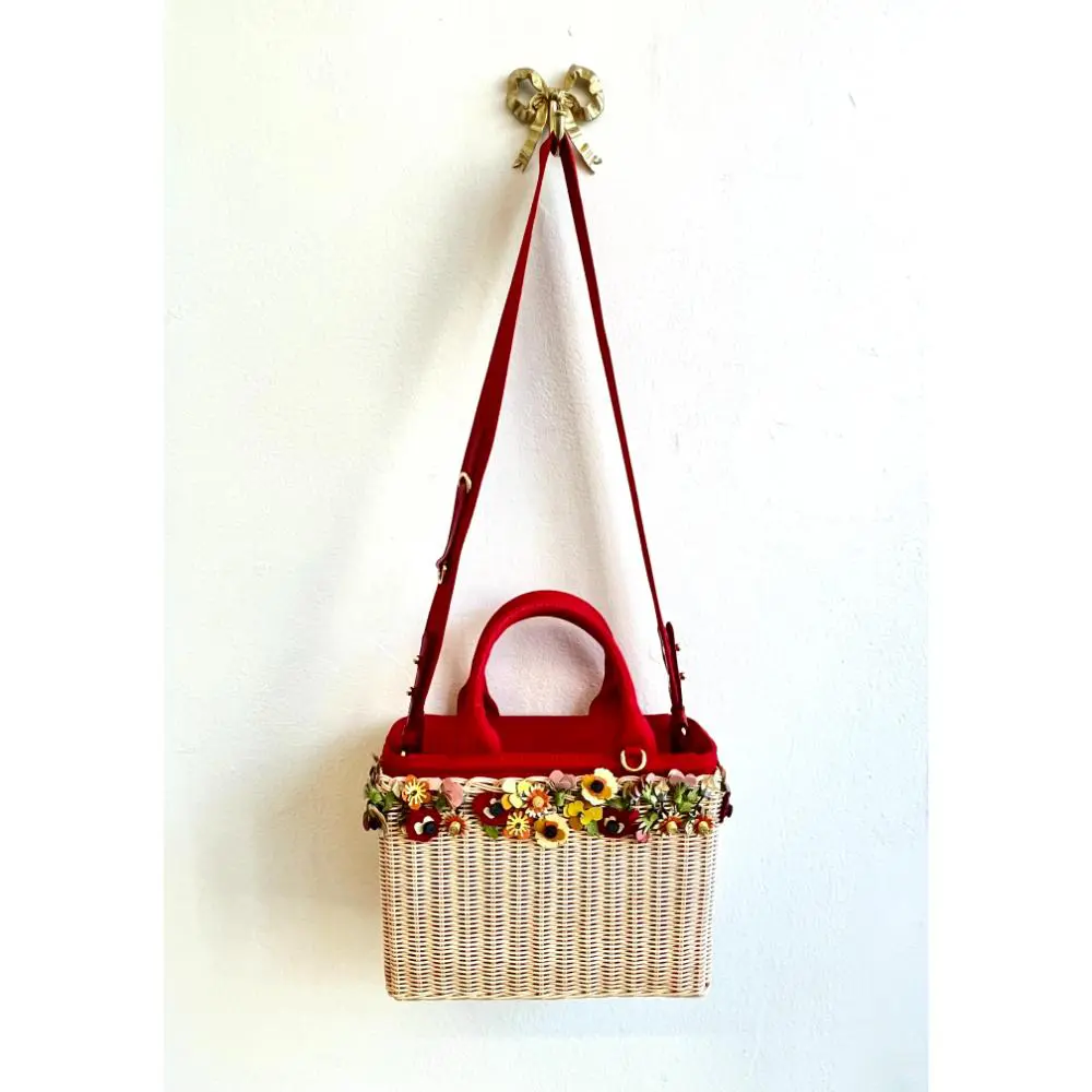 Prada Midollino garden flowers straw basket bag