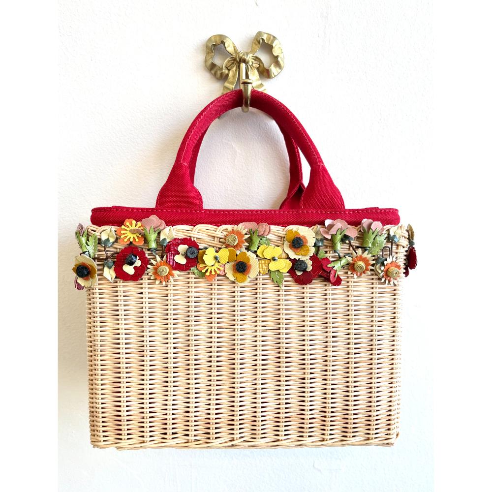 Prada Midollino garden flowers straw basket bag