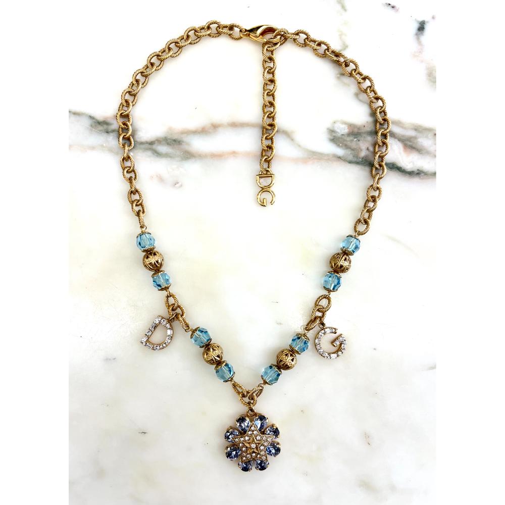 Dolce & Gabbana gold chain and crystal charm necklace