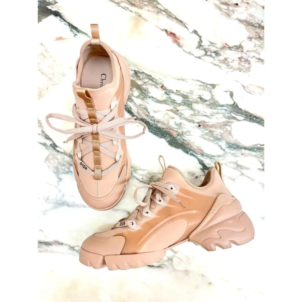 Dior D-Connect sneakers in nude technical fabric ~ sz 37