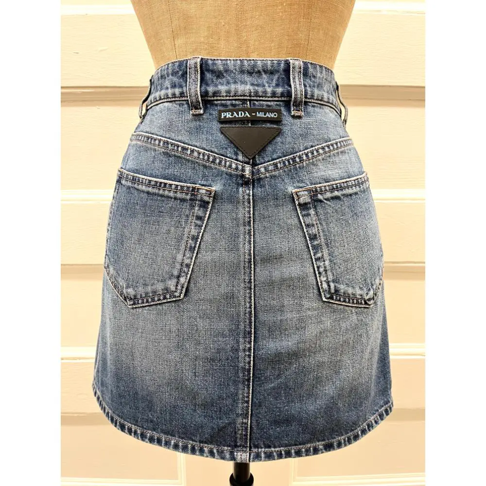 Prada denim mini skirt