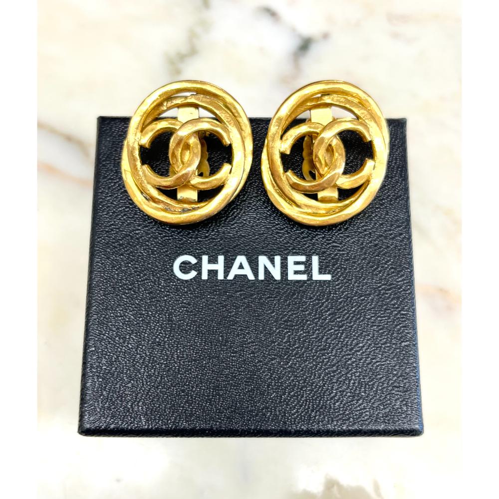 Chanel hammered metal earrings