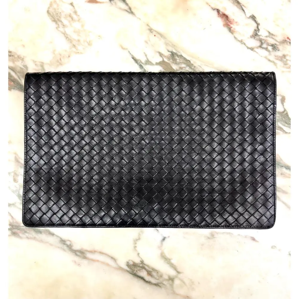 Bottega Veneta 1980's Intrecciato leather oversized clutch