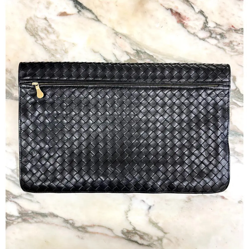 Bottega Veneta 1980's Intrecciato leather oversized clutch