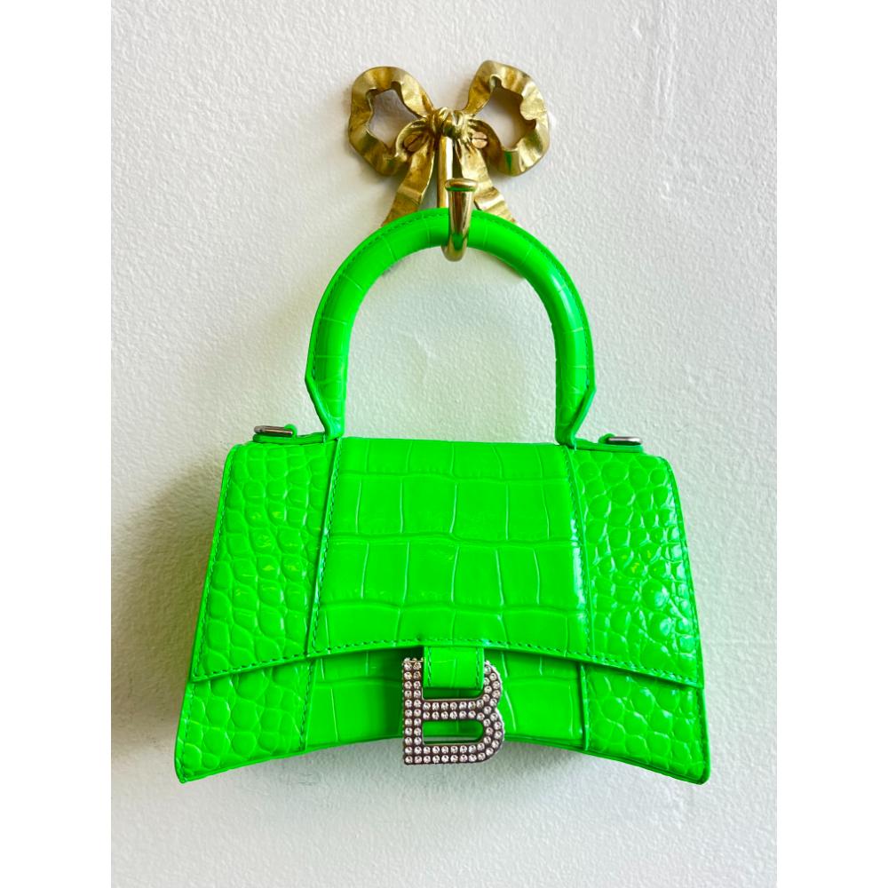 Balenciaga XS Hourglass hand/crossbody bag in embossed croc effect leather