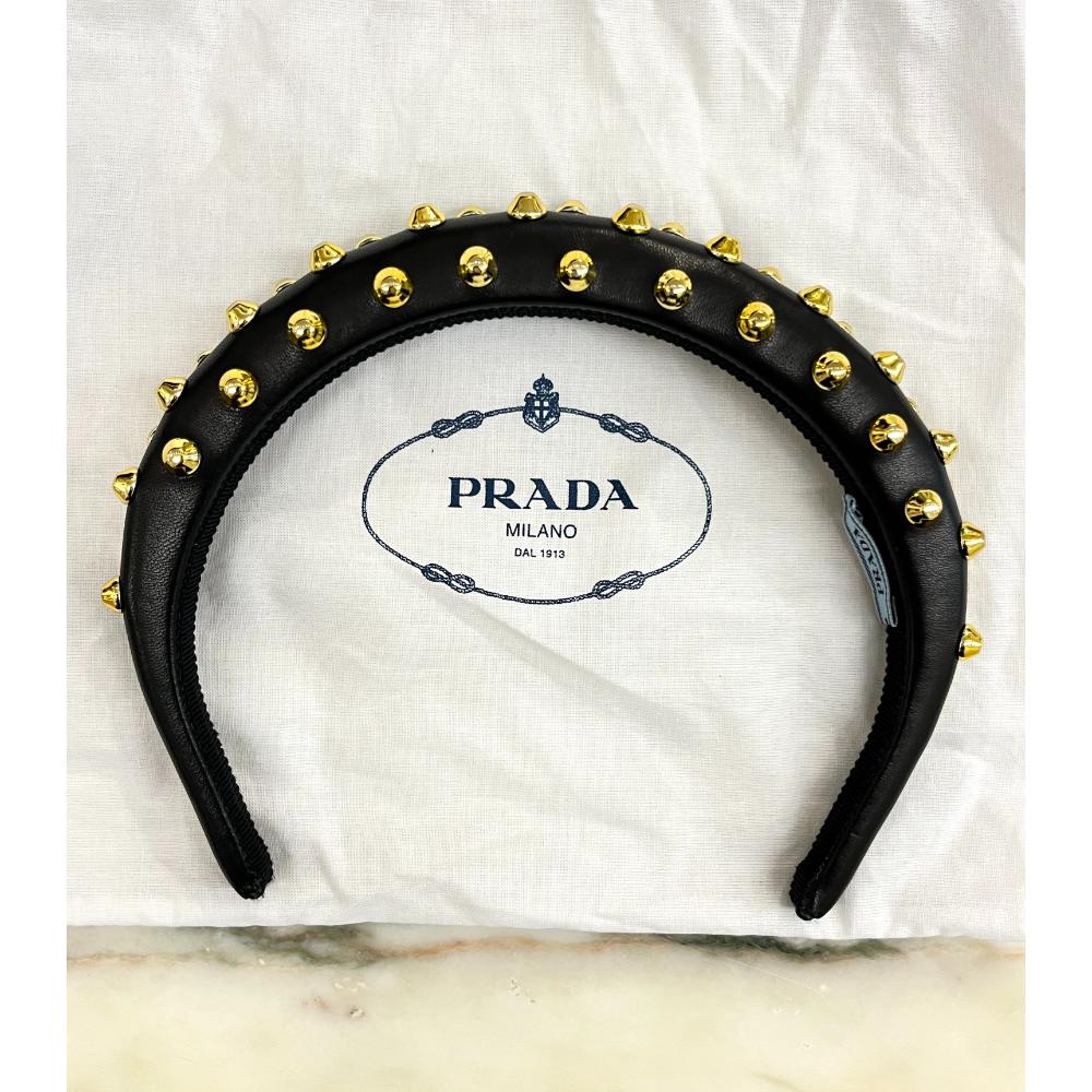 Prada leather & studded headband