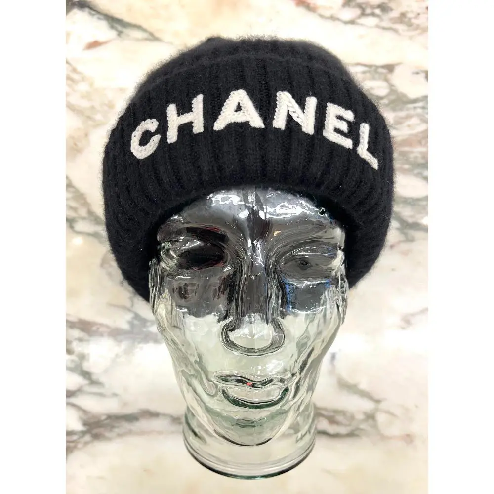 Chanel 2022 cashmere beanie/toque with sequin logo