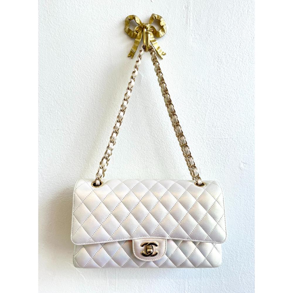 Chanel 2020 iridescent pearl medium double flap bag