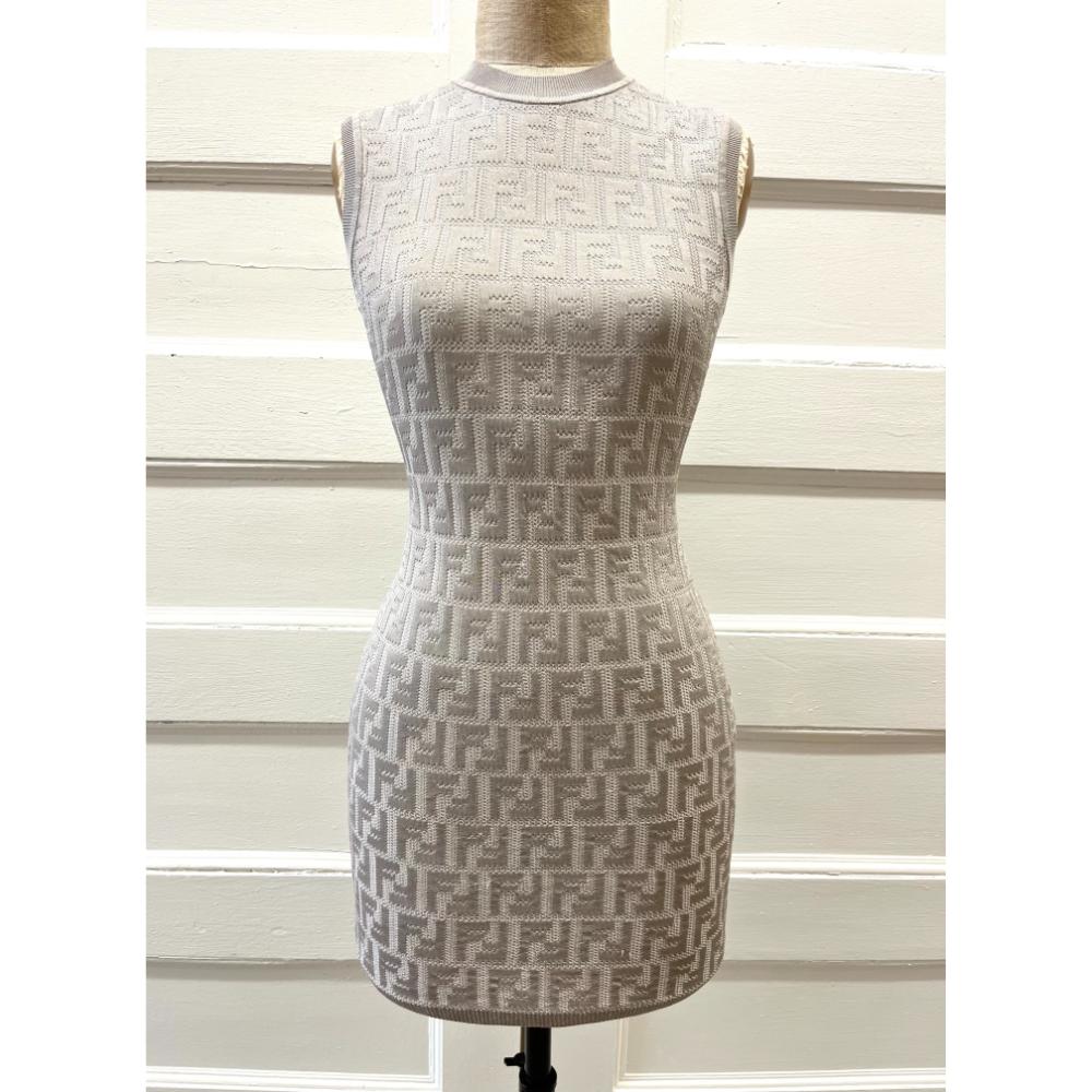 Fendi logo grey knit dress