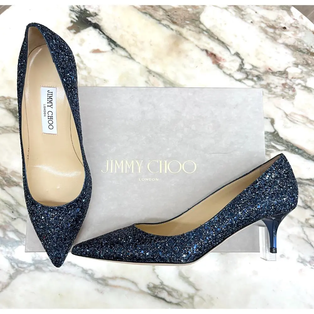 Jimmy Choo Aza glitter heel ~ sz 38.5