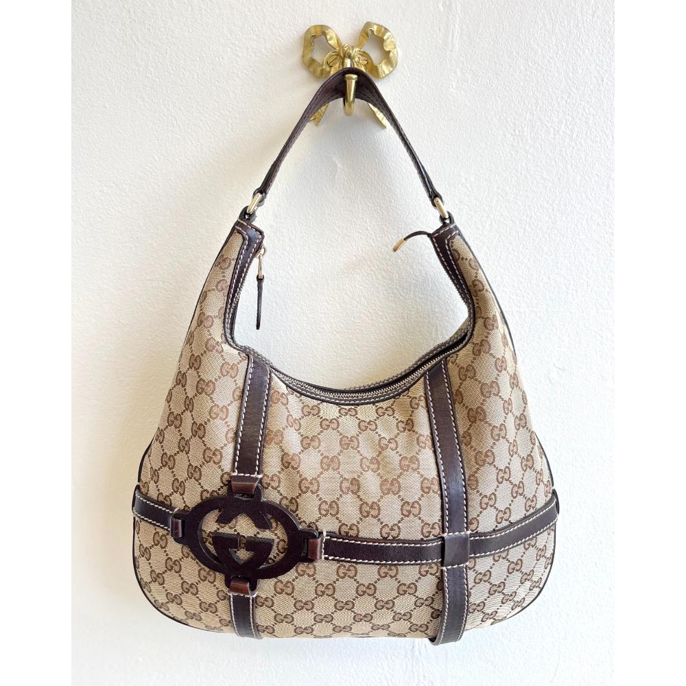 Gucci monogram canvas hobo bag