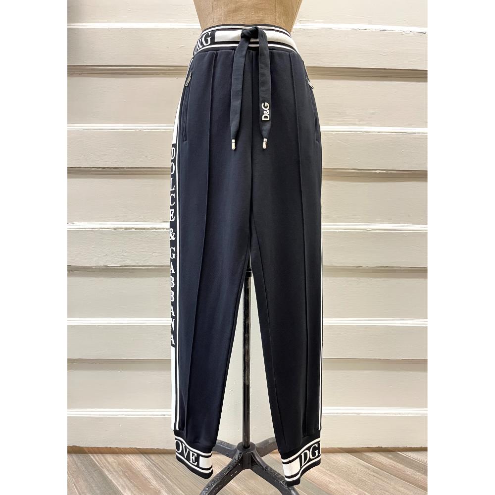 Dolce & Gabbana cotton sports pants with logo trim