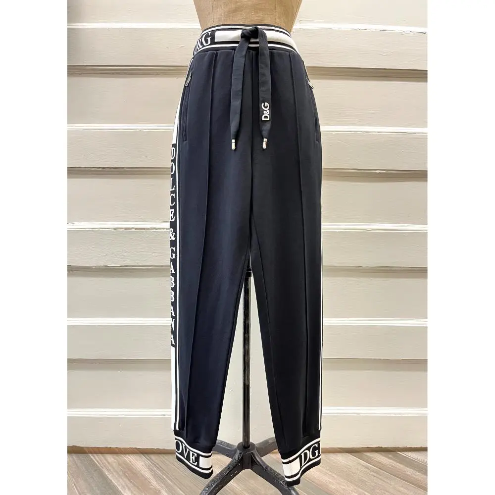 Dolce & Gabbana cotton sports pants with logo trim