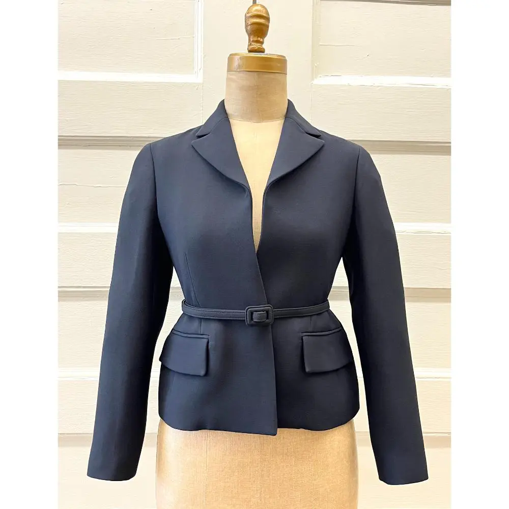 Dior wool blazer jacket with belt