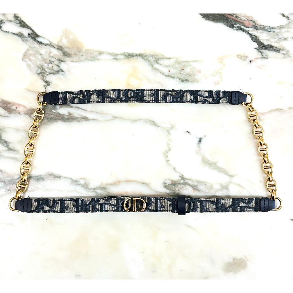 Dior Oblique Caro belt with gold chain