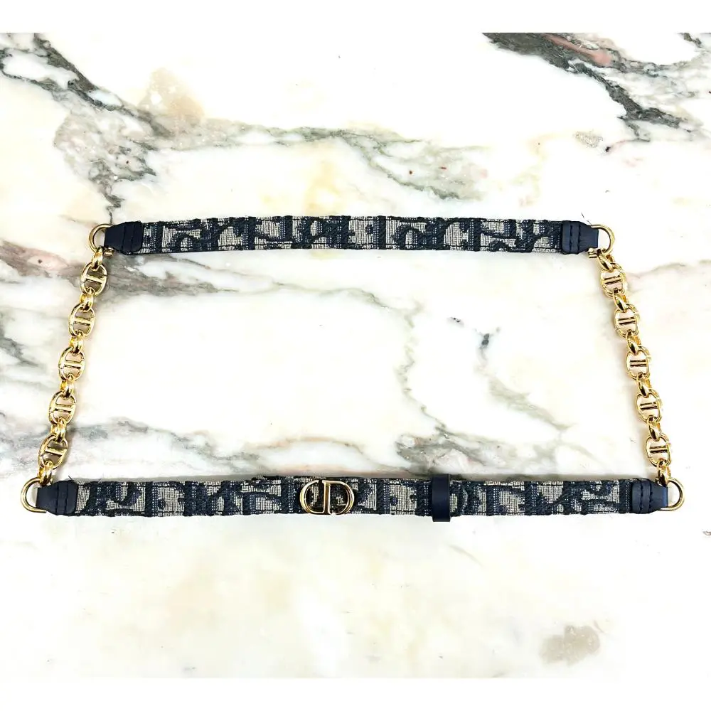 Dior Oblique Caro belt with gold chain