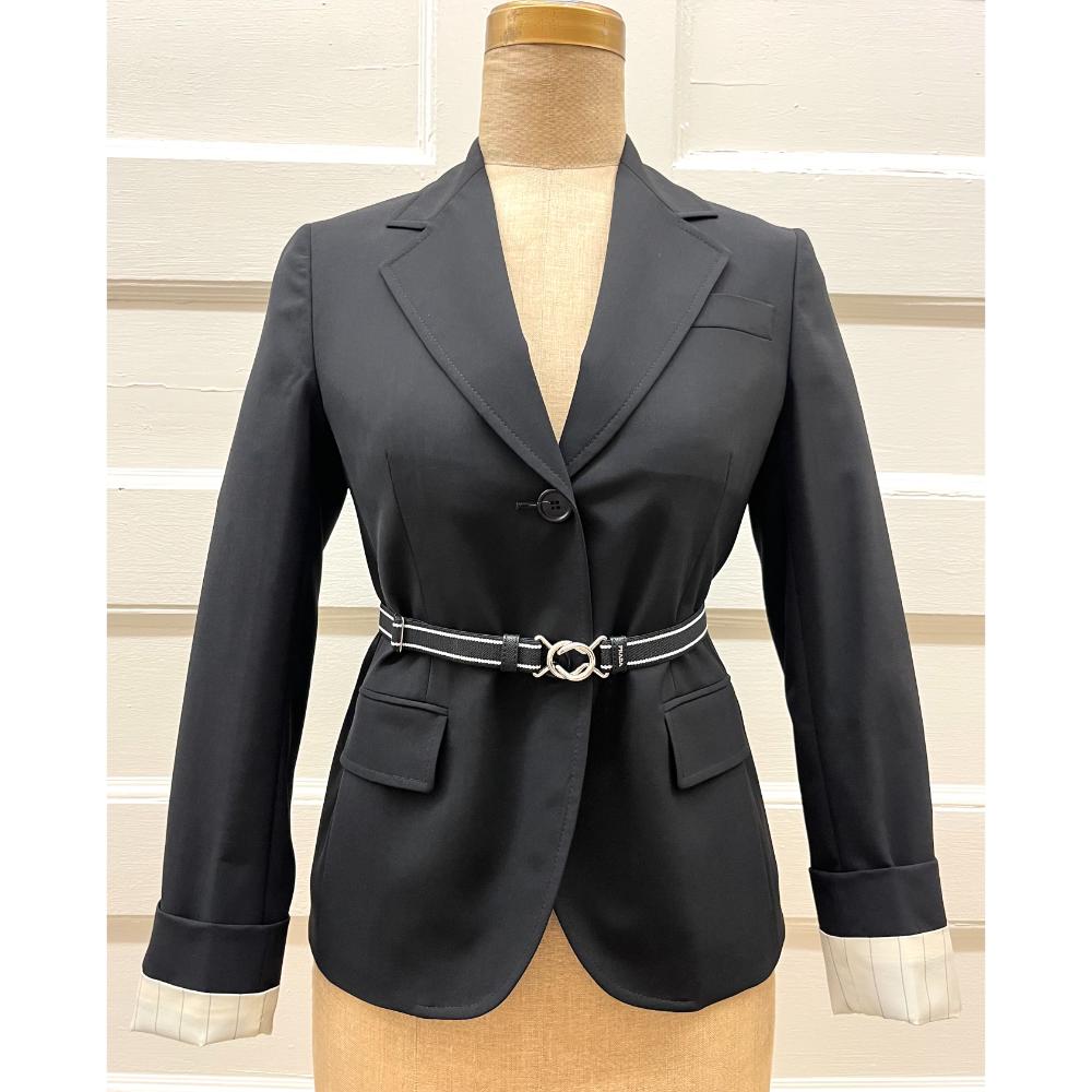 Prada black belted blazer