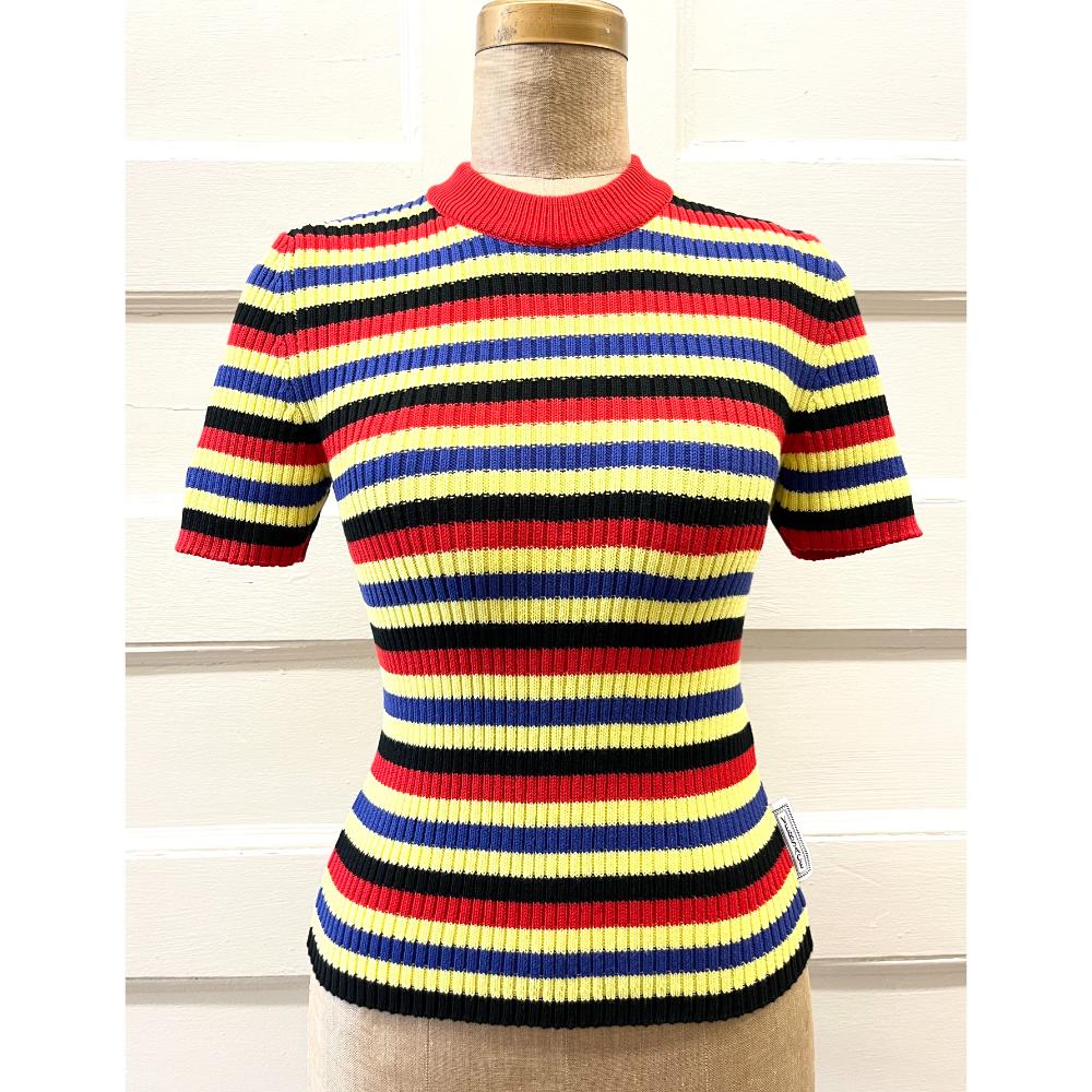 Versace multi-colour striped rib knit top