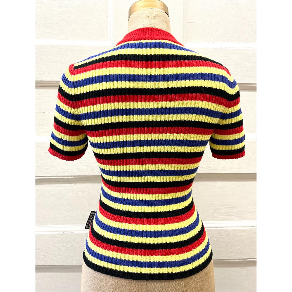 Versace multi-colour striped rib knit top