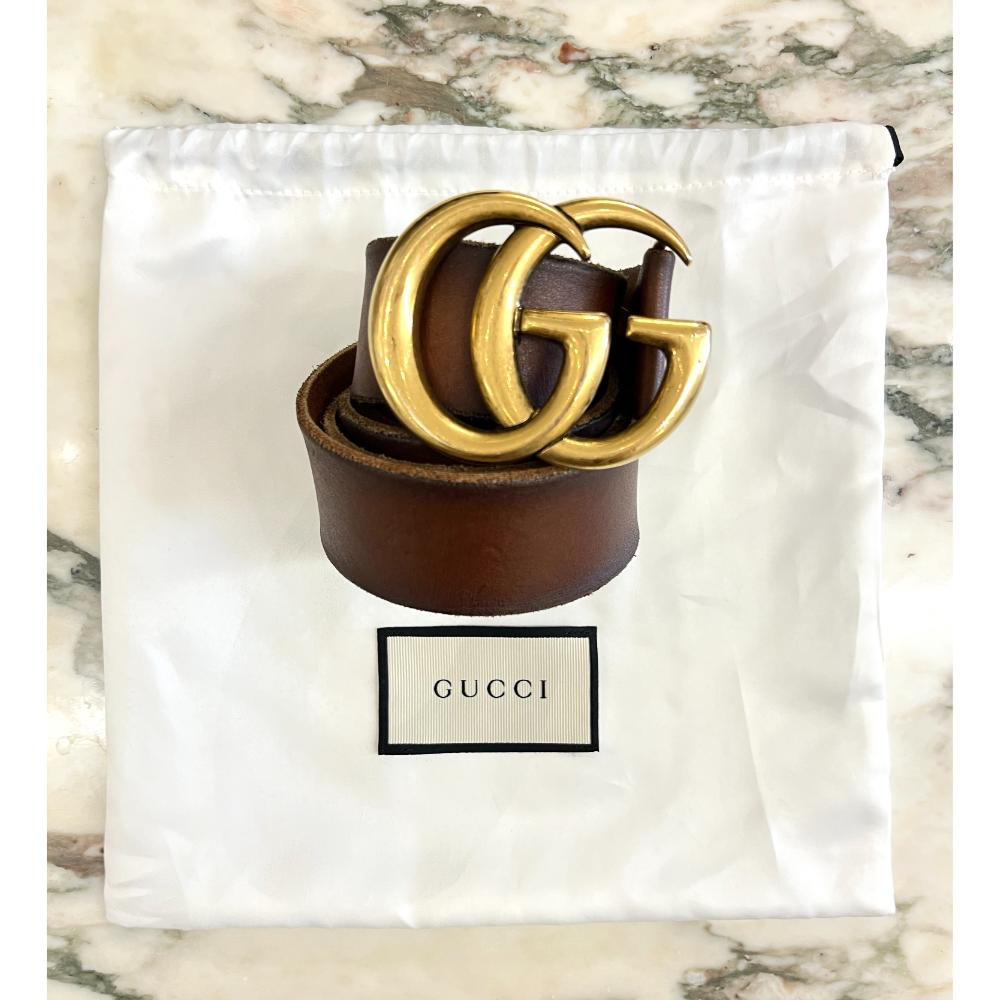 Gucci GG Marmont wide belt with antique finish buckle