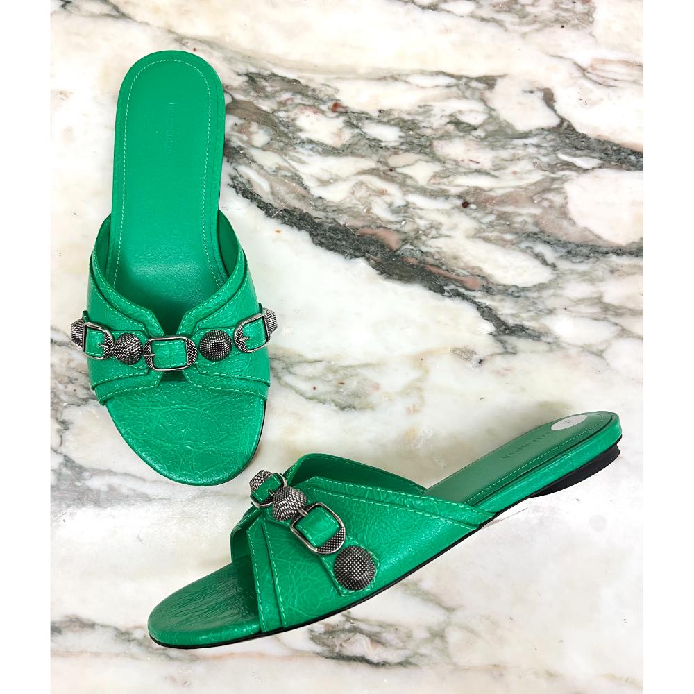 Balenciaga La Cagole neon green sandal s37