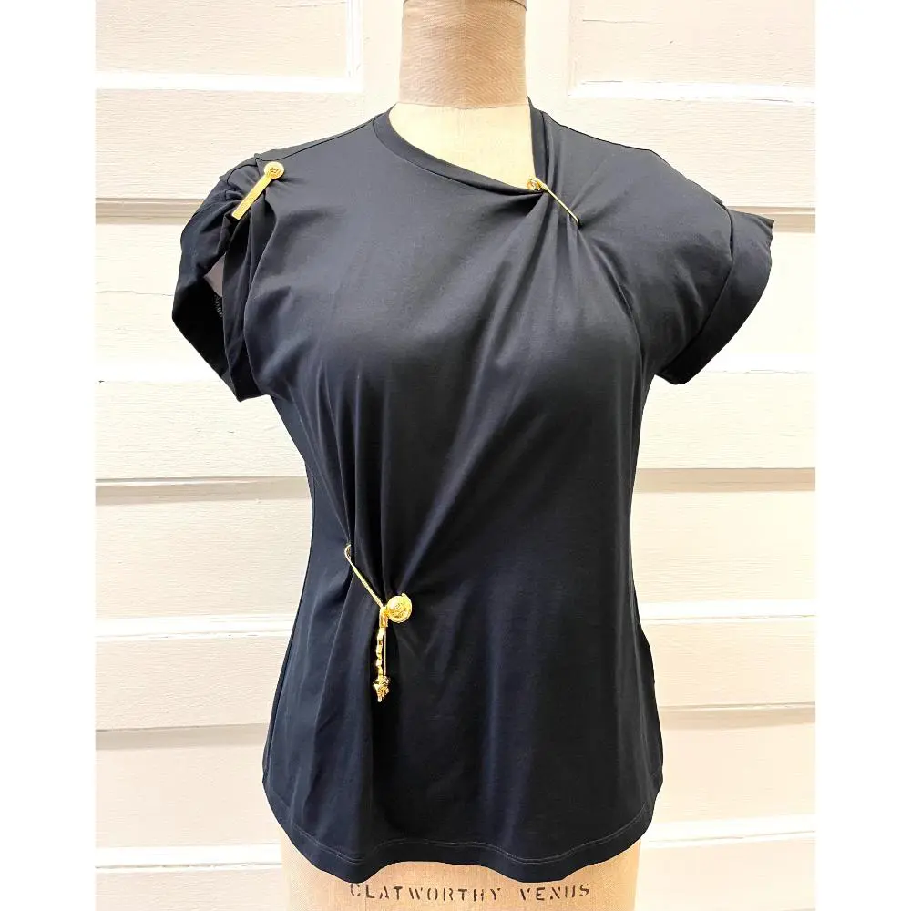 Versace black t-shirt with gold pins