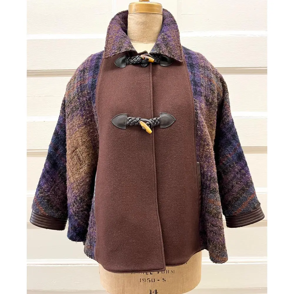 Etro wool poncho cape with fox collar