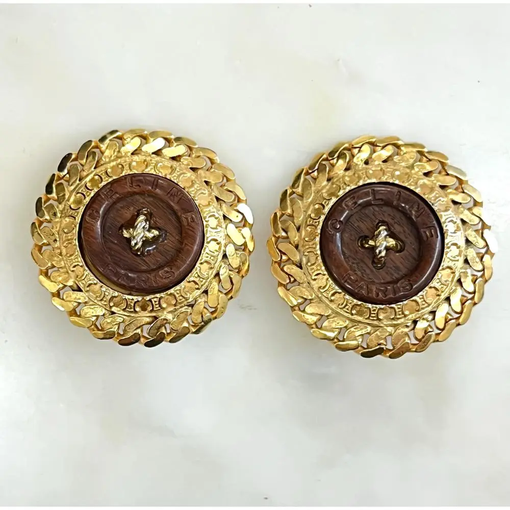 Celine button clip-on earrings