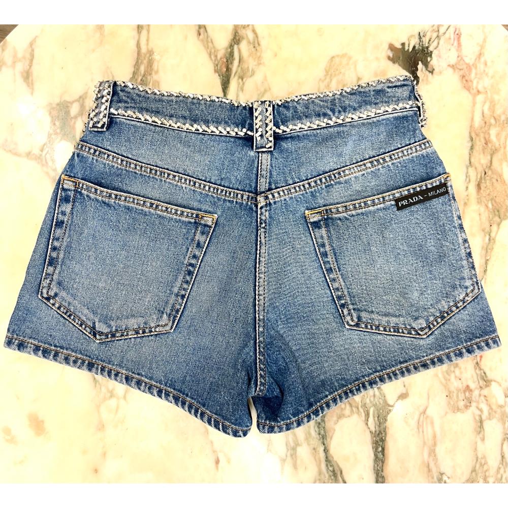 Prada rhinestone denim shorts