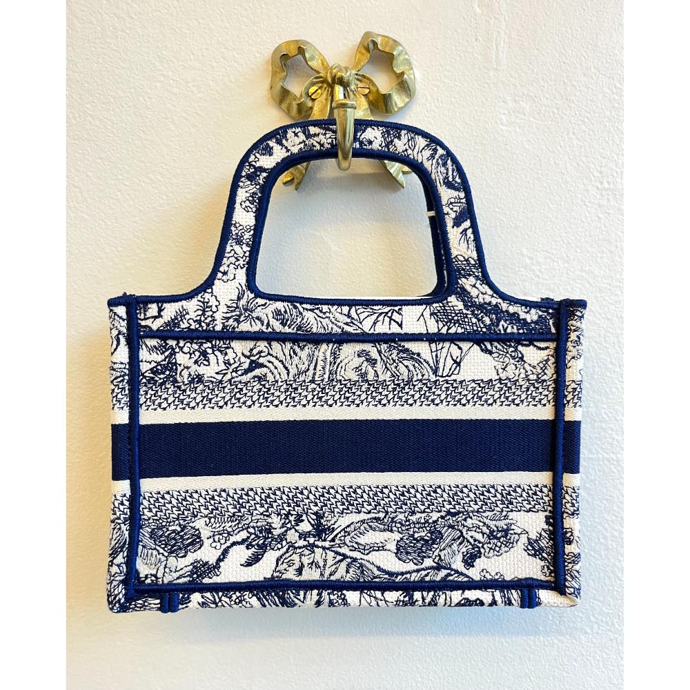 Dior micro Book Tote in navy Toile de Jouy