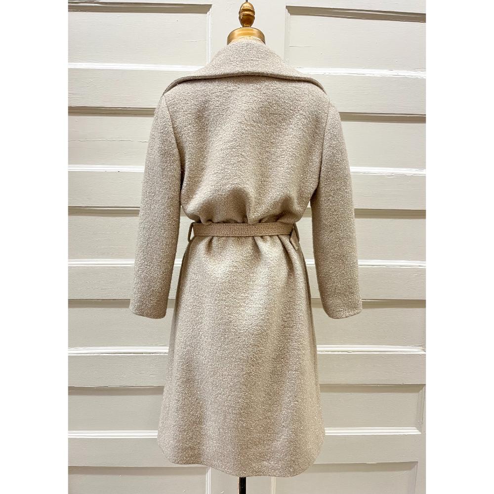 Chanel beige sparkly long wool coat