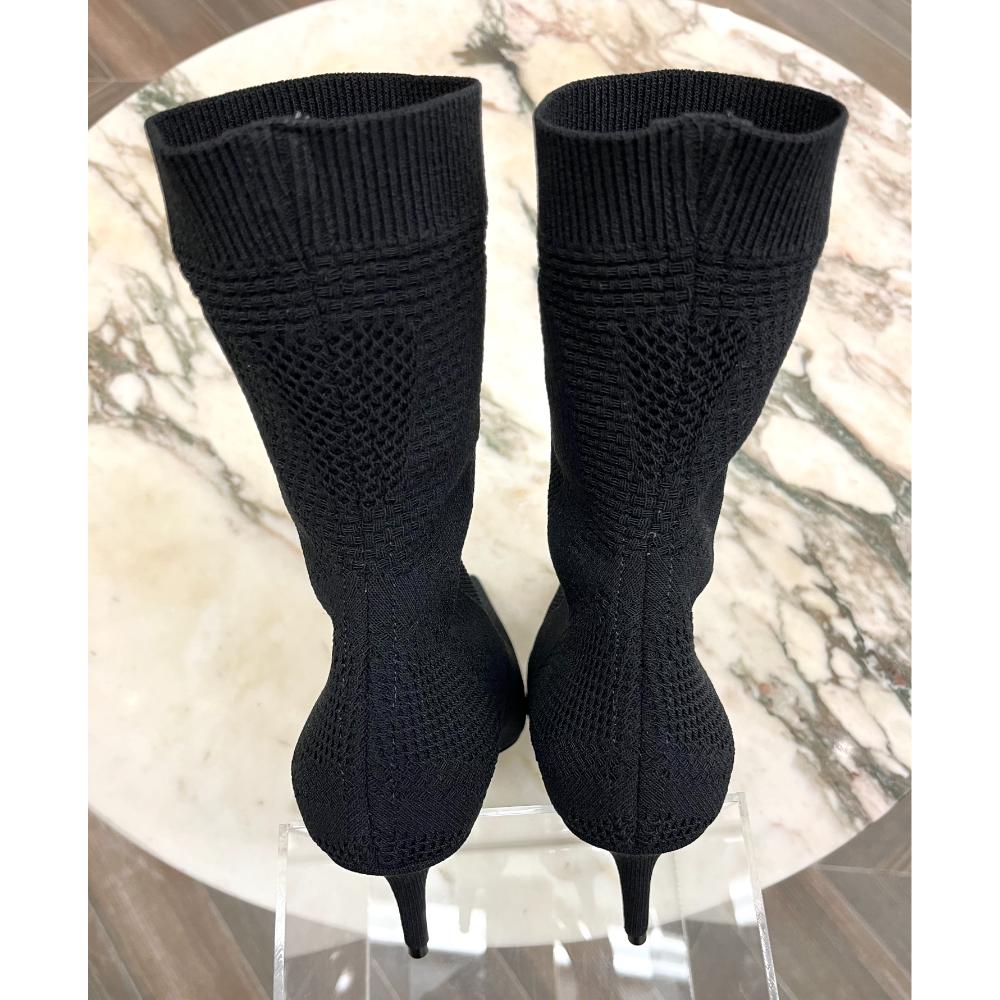 Balenciaga Knife 2.0 logo stretch knit ankle boots - sz 38